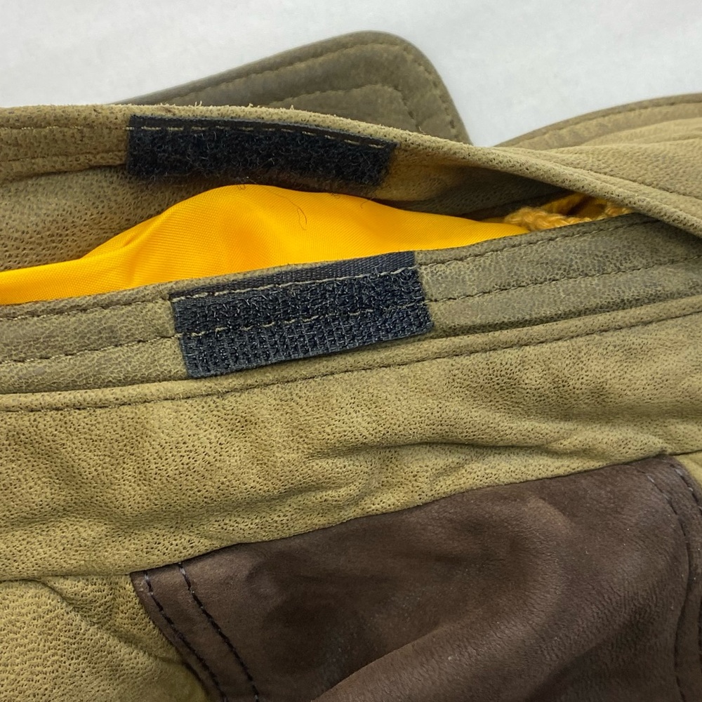 McKenzie Tribe Leather Bomber Jacket Brown Tan Men’s L Hidden Hood Zip Up - Picture 12 of 16